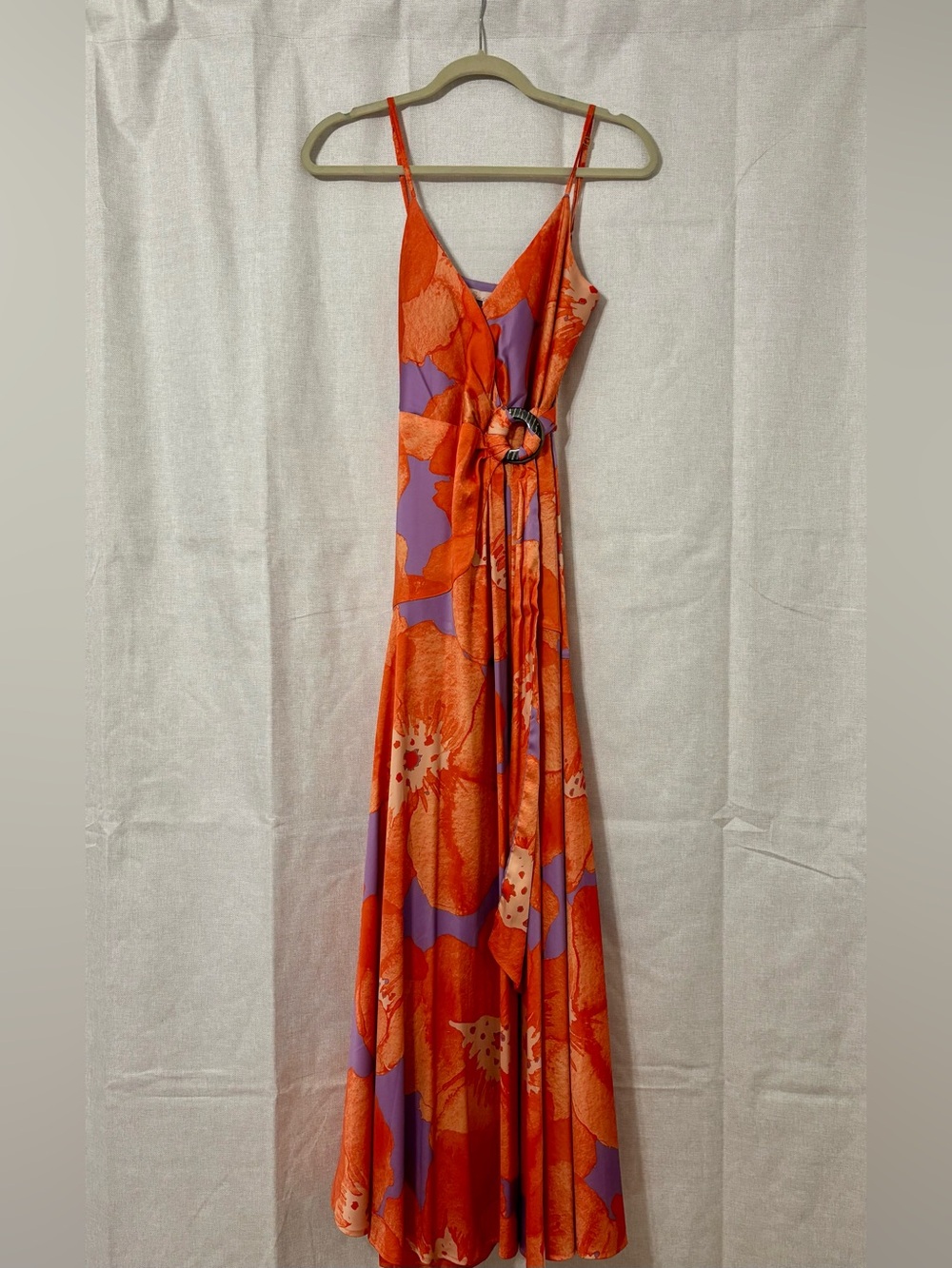 Orange and Lavender Floral Maxi Gown